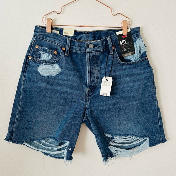 New Levi's 90's 501 Shorts Jean Denim Cutoff - Picture 4 of 11